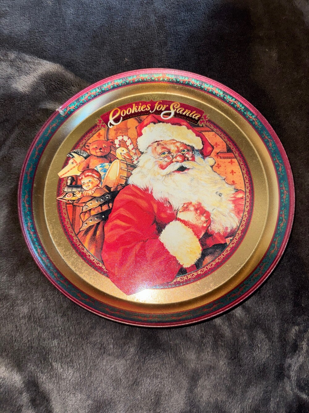 Christmas Cookie Tin Cookies for Santa Round Metal Holiday Storage